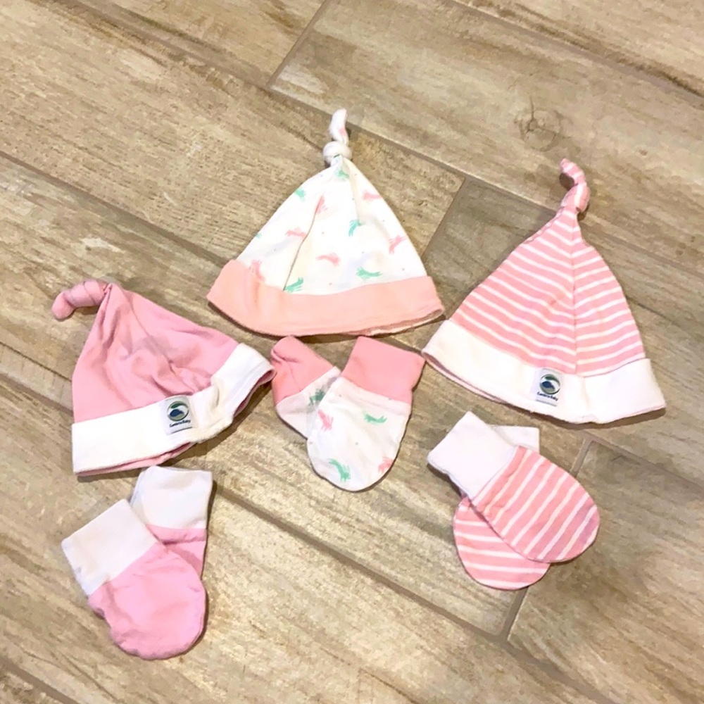 Cambria Baby Infant Organic Mittens Matching Hats
